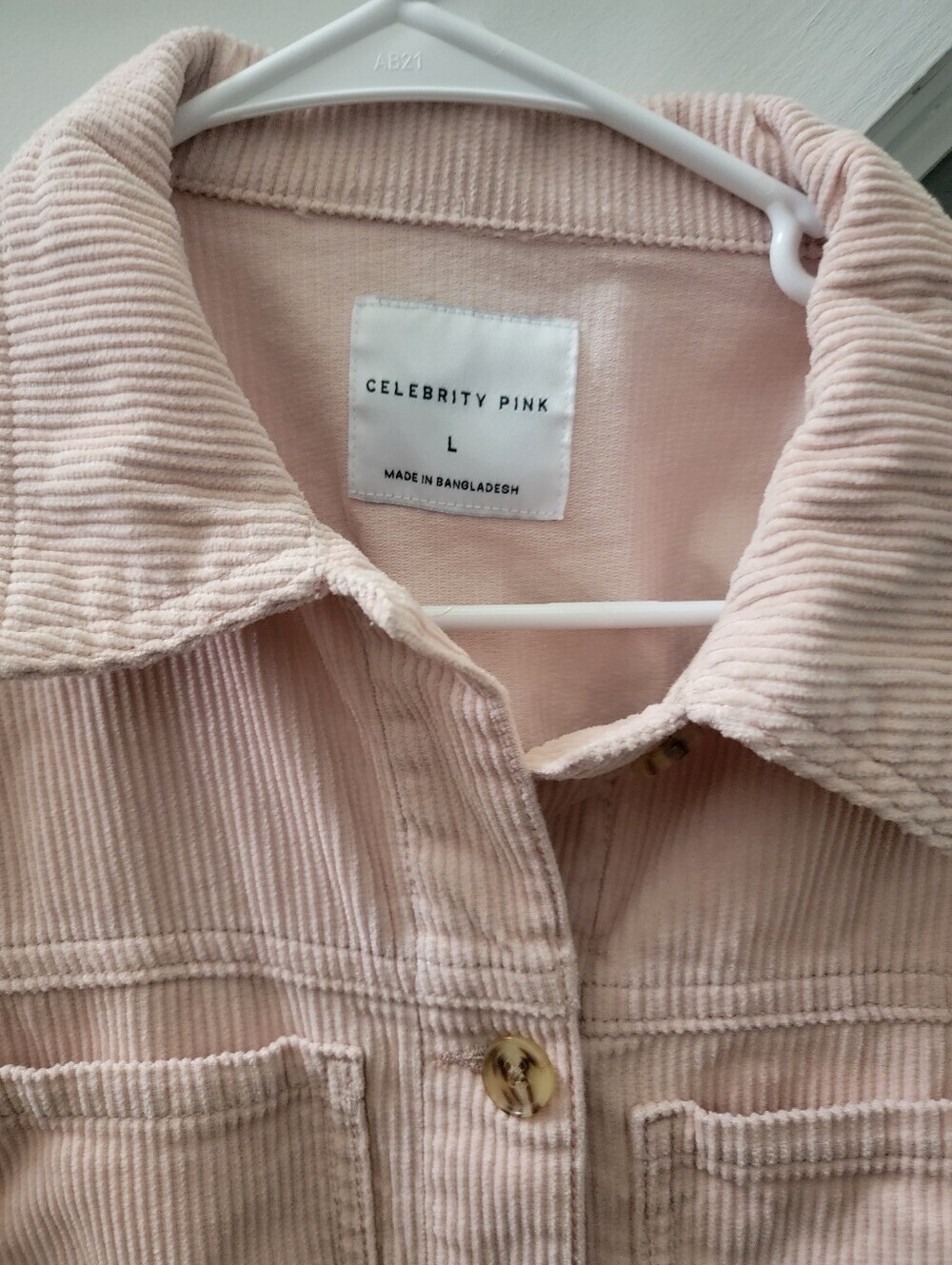 Celebrity Pink Jumpsuit Romper Boilersuit Long Slv Pink Corduroy Size Large - Picture 3 of 6